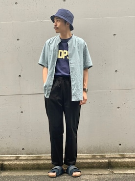 「アイテム（シューズ、ブルー系）」を使った、yamaguchiさん（メンズ・175cm）の夏コーディネート