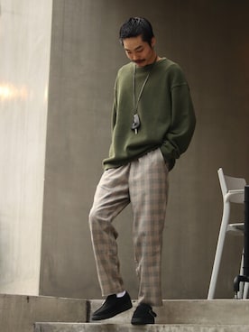 「グラミチ別注」｜「アイテム（スラックス）」を使った、yamaguchiさん（メンズ・175cm）の秋コーディネート