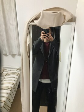 「ikka（イッカ）のアイテム（その他アウター）」を使った、Ken Himenoさん（メンズ・172cm）の冬コーディネート