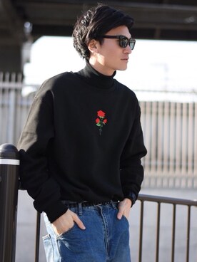 ニット セーターを使った 黒スウェット のメンズ人気ファッションコーディネート ユーザー その他ユーザー Wear