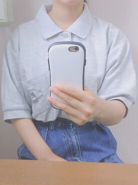 「古着のアイテム（ポロシャツ、グレー系）」を使った、ふむさん（レディース・153cm）の夏コーディネート