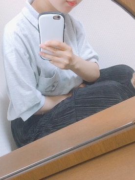 「PUMA（プーマ）のESS POLO (WOMEN)（ポロシャツ、グレー系）」を使った、ふむさん（レディース・153cm）の夏コーディネート