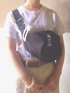 「keyclosingのアイテム（Tシャツ/カットソー、ホワイト系）」を使った、ふむさん（レディース・153cm）の夏コーディネート