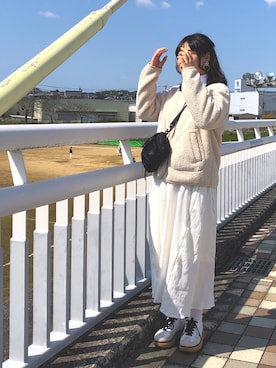 「春めきシューズ」｜「アイテム（ノーカラージャケット）」を使った、小娘🦖さん（レディース・155cm）の春コーディネート