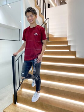 「#Re:room（リルーム）のリルームトーキョーロゴロングベルト（ベルト）」を使った、daikiさん（メンズ・169cm）の夏コーディネート