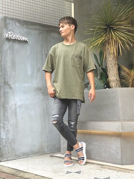 「#Re:room（リルーム）のリルームトーキョーロゴロングベルト（ベルト）」を使った、daikiさん（メンズ・169cm）の夏コーディネート