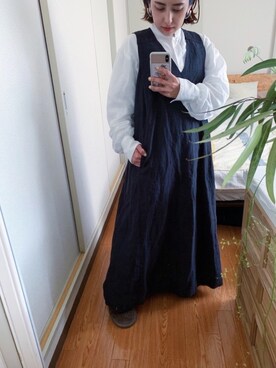 「とろみシャツ」｜「アイテム（ワンピース/ドレス）」を使った、gunjianさん（レディース・148cm）の春コーディネート