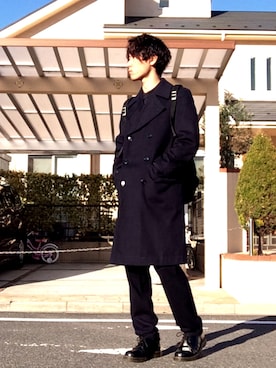 「DRIES VAN NOTEN（ドリスヴァンノッテン）のアイテム（スラックス）」を使った、はたCさん（メンズ・177cm）の冬コーディネート