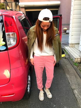 「SpRay（スプレイ）のアイテム（ミリタリージャケット）」を使った、かなみっくすさん（レディース・155cm）の春コーディネート