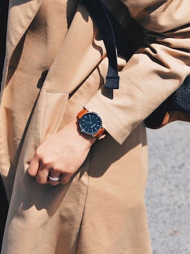 「アイテム（腕時計、ブラウン系）」を使った、NIXONさん（レディース・167cm）の冬コーディネート