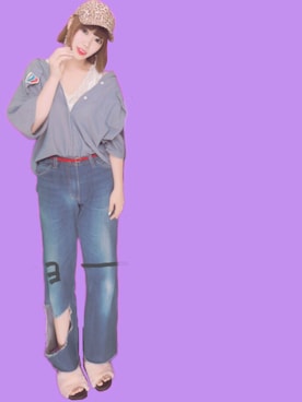 「赤」｜「アイテム（タンクトップ）」を使った、MISAKOさん（レディース・168cm）の秋コーディネート