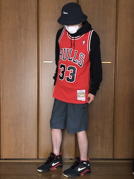 「Mitchell&Ness（ミッチェル&ネス）のアイテム（トップス）」を使った、zekihiroさん（メンズ・170cm）の秋コーディネート