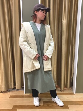 「Green　Parks（グリーンパークス）のアイテム（その他アウター）」を使った、natsuさん（レディース・161cm）の冬コーディネート