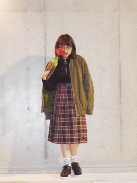 「halloween」｜「アイテム（MA-1）」を使った、aitantanさん（レディース・156cm）の冬コーディネート