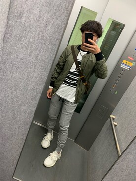 「H&M（エイチ・アンド・エム）のアイテム（MA-1）」を使った、singoさん（メンズ・168cm）の春コーディネート