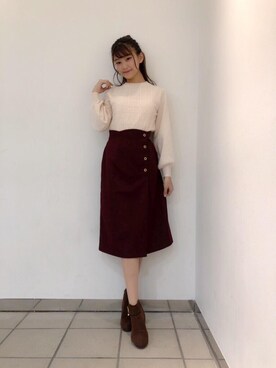 「スカラップ」｜「アイテム（ブーツ）」を使った、マジェスティックレゴンラフォーレ原宿店スタッフさん（レディース・162cm）の秋コーディネート
