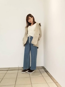 「amelier MAJESTIC LEGON（アメリエルマジェスティックレゴン）のアイテム」を使った、マジェスティックレゴンラフォーレ原宿店スタッフさん（レディース・155cm）の春コーディネート