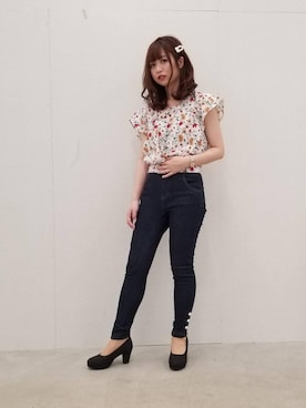 「amelier MAJESTIC LEGON（アメリエルマジェスティックレゴン）のアイテム」を使った、マジェスティックレゴンラフォーレ原宿店スタッフさん（レディース・155cm）の春コーディネート