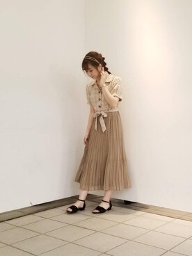「アイテム（カチューシャ、オレンジ系）」を使った、マジェスティックレゴンラフォーレ原宿店スタッフさん（レディース・155cm）の夏コーディネート