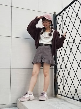 「アクティブ」｜「アイテム（キャップ）」を使った、マジェスティックレゴンラフォーレ原宿店スタッフさん（レディース・155cm）の秋コーディネート