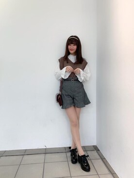 「ショーパン」｜「アイテム（その他シューズ）」を使った、マジェスティックレゴンラフォーレ原宿店スタッフさん（レディース・162cm）の秋コーディネート