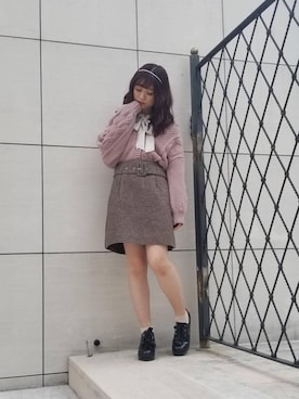 「イチゴチョコ」｜マジェスティックレゴンラフォーレ原宿店スタッフさん（レディース・155cm）の秋コーディネート