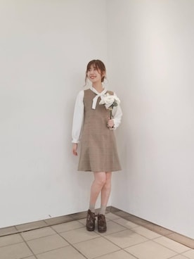 「ボリュームヒール」｜マジェスティックレゴンラフォーレ原宿店スタッフさん（レディース・164cm）の冬コーディネート
