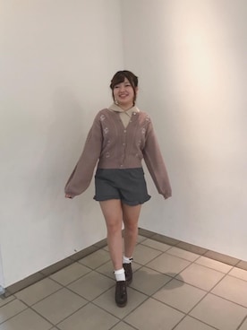 「ウッドヒールレースアップシューズ」｜マジェスティックレゴンラフォーレ原宿店スタッフさん（レディース・152cm）の冬コーディネート
