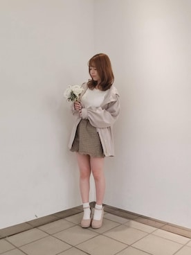 「ウエストキュッと」｜マジェスティックレゴンラフォーレ原宿店スタッフさん（レディース・154cm）の春コーディネート