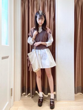 「MAJESTIC LEGON（マジェスティックレゴン）のアイテム（チュニック）」を使った、マジェスティックレゴンラフォーレ原宿店スタッフさん（レディース・166cm）の夏コーディネート