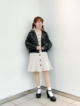 「マーメイドワンピ」｜マジェスティックレゴンラフォーレ原宿店スタッフさん（レディース・150cm）の冬コーディネート