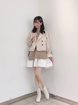 「透かし柄」｜マジェスティックレゴンラフォーレ原宿店スタッフさん（レディース・166cm）の冬コーディネート