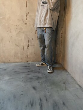 「GU（ジーユー）のアイテム（デニムパンツ、ブルー系）」を使った、りくさん（メンズ・180cm）の秋コーディネート