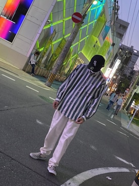 「NEW ERA（ニューエラ）のアイテム（キャップ、ブラック系）」を使った、りくさん（メンズ・180cm）の秋コーディネート