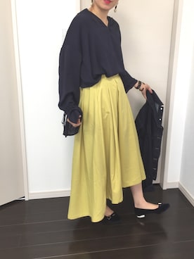 「とろみシャツ」｜「アイテム（ジャケット/アウター）」を使った、Riiisaさん（レディース・158cm）の冬コーディネート