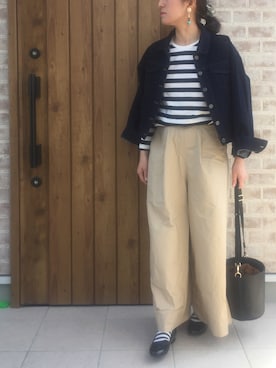 「ボーダーソックス」｜「アイテム（バレエシューズ）」を使った、Riiisaさん（レディース・158cm）の春コーディネート
