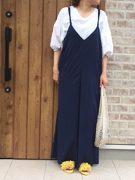 「meJane（ミージェーン）のアイテム（オールインワン・サロペット）」を使った、Riiisaさん（レディース・158cm）の夏コーディネート