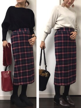 「ボリュームニット」｜「アイテム（ブーティ）」を使った、Riiisaさん（レディース・158cm）の冬コーディネート