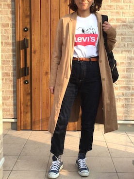 「CONVERSE（コンバース）のCONVERSE ALL STAR　ハイカットスニーカー（スニーカー）」を使った、Riiisaさん（レディース・158cm）の冬コーディネート