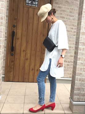 「Right-on（ライトオン）のアイテム（キャスケット）」を使った、Riiisaさん（レディース・158cm）の春コーディネート
