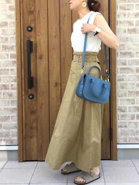 「FOSSIL（フォッシル）のアイテム（ハンドバッグ）」を使った、Riiisaさん（レディース・158cm）の夏コーディネート