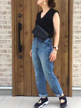 「ハイウエストストレートジーンズ」｜Riiisaさん（レディース・158cm）の夏コーディネート