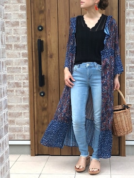 「Desigual（デシグアル）のアイテム（デニムパンツ）」を使った、Riiisaさん（レディース・158cm）の夏コーディネート