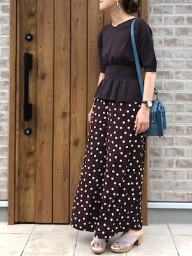 「ぺプラムトップス」｜「アイテム（腕時計）」を使った、Riiisaさん（レディース・158cm）の夏コーディネート