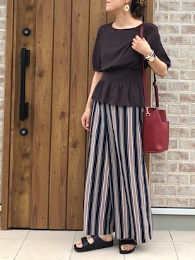「ぺプラムトップス」｜「アイテム（腕時計）」を使った、Riiisaさん（レディース・158cm）の夏コーディネート