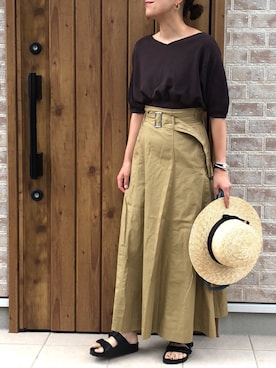 「FOSSIL（フォッシル）のアイテム（ハンドバッグ）」を使った、Riiisaさん（レディース・158cm）の夏コーディネート