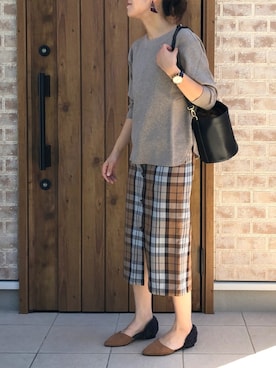 「ワッフルクルーネックＴ」｜「アイテム（ワンピース/ドレス）」を使った、Riiisaさん（レディース・158cm）の夏コーディネート