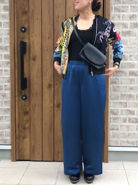 「Desigual（デシグアル）のアイテム（ブルゾン）」を使った、Riiisaさん（レディース・158cm）の秋コーディネート