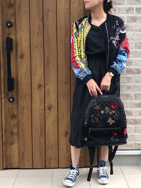 「Desigual（デシグアル）のアイテム（ブルゾン）」を使った、Riiisaさん（レディース・158cm）の秋コーディネート