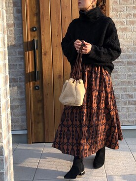 「Dickies（ディッキーズ）のアイテム（ハンドバッグ）」を使った、Riiisaさん（レディース・158cm）の冬コーディネート